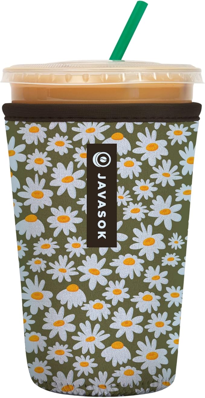 Sok It JavaSok Iced Coffee & Cold Soda Insulated Neoprene Cup Sleeve (Chamomile China, Medium: 22-28oz)