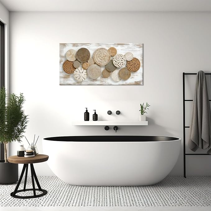 Brown Rattan Plates Canvas Wall Art for Bedroom Painting Prints Beautiful Geometric Radial Geometry White Modern Artwork Office Girls Decor