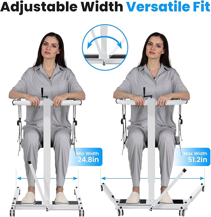 Portable Patient Lift Chair, Transfer Chair for Elderly & Disabled, Folding Wheelchair Lift for Home, Bathroom & Car Transfers, 3 Seat Cushions Included, 287lbs Capacity