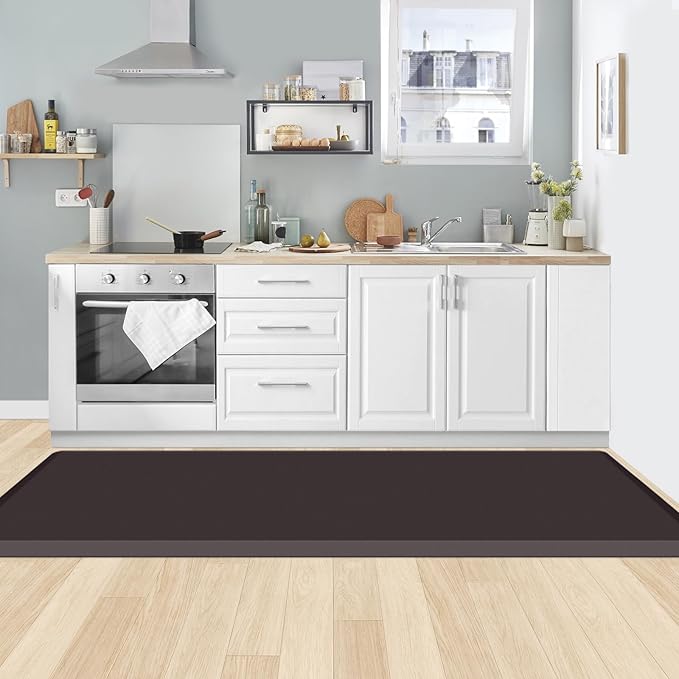 KitchenClouds Kitchen Mat Cushioned Anti Fatigue Rug 24"x70" Waterproof, Non Slip, Standing and Comfort Desk/Floor Mats for House Sink Office (Chocolate)