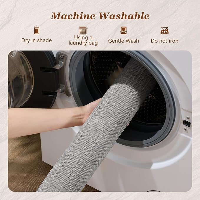 AMOAMI Bath Mat Non Slip Super Absorbent Quick Dry Bath Mats for Bathroom Floor Rubber Backing Washable Bathroom Rugs Modern Woven Jacquard Mat, Beside Tub Bath Rugs, 2' x 6', LightGrey