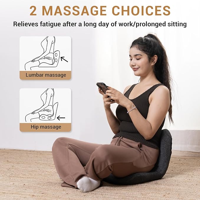 Mynt Lower Back Massager, Shiatsu Hip Massager, Lumbar Rolling Massage Seat Cushion with Heat, Foldable Ergonomic Support Cushion for Home Office Help Improve Sitting Posture, Gift for Mom