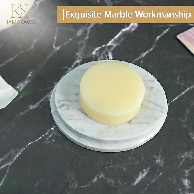 Oval Natural Marble Soap Dish, Carrara White Stone Jewelry Dish 5 Inch, Bathroom Shower Soap Holder, Modern Sponge Holder, Bar Soap Saver Tray, Kitchen, Easy to Clean