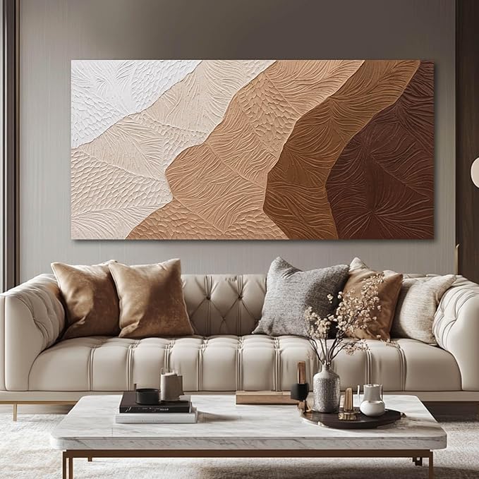 SOUGUAN Modern Wall Art Abstract Wall Decor Neutral Art Paintings 24"x48" Canvas Painting for Dining Room Area Poster for Bedroom