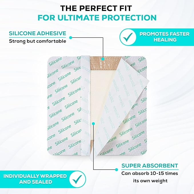 MedVance TM Silicone - Bordered Silicone Adhesive Foam Dressing Size 4"x4" (2.7"x2.7" pad), Box of 10 dressings