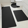 Ultra Thin Bath Mat, Upgrade Backing Non Slip Thin Bath Mats Fit Under Door, Quick Dry Ultra Absorbent Bathroom Rugs, Machine Washable Bath Rugs for Bathroom, Bathtub & Kitchen, Black/Solid/3 Piece