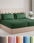 Split King 7 Piece Sheet Set - Cooling and Breathable Bed Sheets - Hotel Luxury Bed Sheets for Women, Men, Kids & Teens - Deep Pockets - Easy Fit - Soft and Wrinkle Free - Split King Emerald Sheets