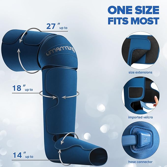 Air Compression Leg Massager with Heat - Ideal Christmas, Mother's Day and Father's Day Gifts for Men, Women, Dad, Mom - Relieves Foot and Knee Pain, Eases Varicose Veins, Cramps, Swelling and Edema