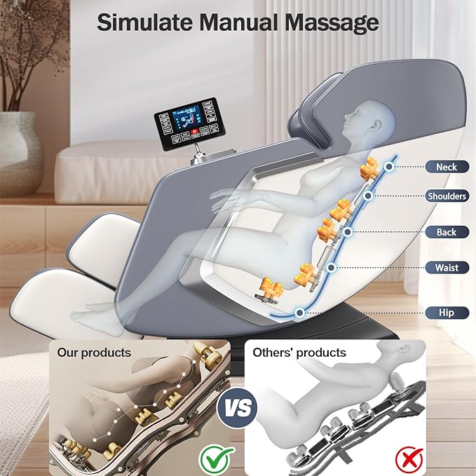Zero Gravity Shiatsu Massage Chair Full Body Deep Tissue - Lumbar/Calf Heat, 8 Back Rollers, Extendable Footrest - Relieve Back Pain for Office Workers/Athletes/Seniors, Quiet ≤50dB