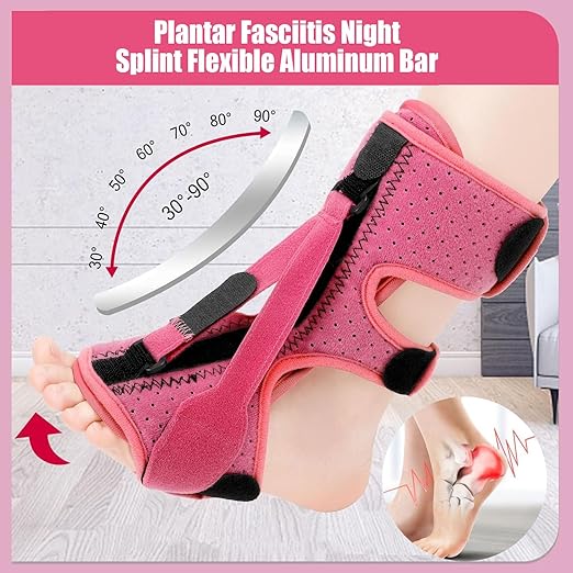 Plantar Fasciitis Night Splint-Upgrade 3 Adjustable Planter Facetious Relief Brace,Plantar Fasciitis Relief Women Men Straps,Support Relief Foot Drop Achilles Tendonitis Day Night(Pink-1PC)