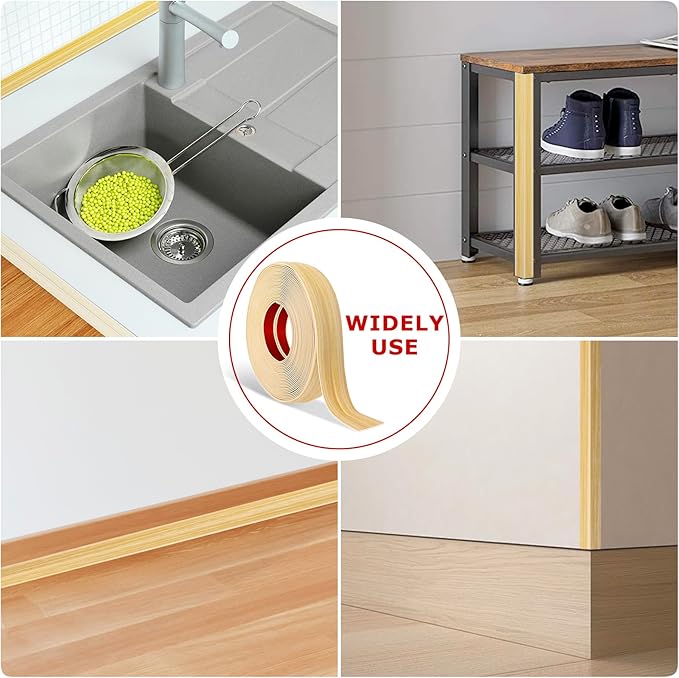 Flexible Wall Corner Protector Moulding Trim Peel and Stick Wall Corner Guards Edge Protector Self Adhesive Molding Trim Strip for Edge Ceiling (Original Wood Grain, 0.8 in x 20 Ft)