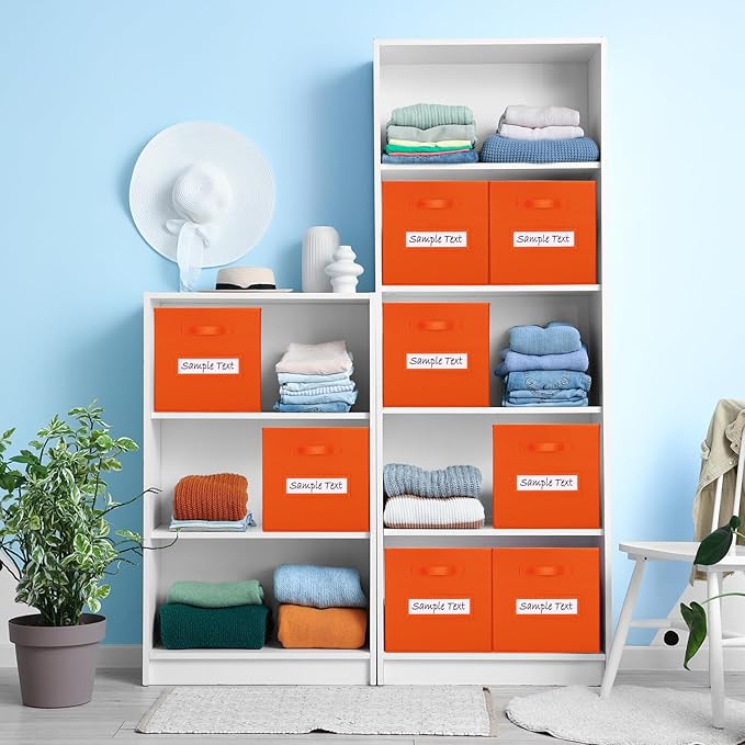 artsdi Fabric storage cubes (8 Pack) 13 Inch Cube Storage Bin, cube organizer bins with 8 Labels Window Cards & a Pen, Foldable cube organizer bins and Storage Box, Orange