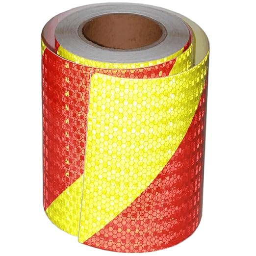 Reflective Tape Outdoor Waterproof 8 inch X 66 feet, High Visibility Hazard Conspicuity Warning Safety Industrial Marking Tape