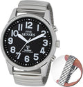 FIVE SENSES English Atomic Jumbo Size (43mm /1.75in) Metal Talking Watch with Loud Alarm Clock for Visually impaired, Elderly Person 1523 (Black)