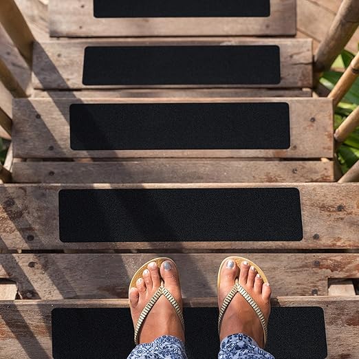 S&X Stair Treads Non-Slip Outdoor Grip Tape, 12-Pack, 6” x 30” Pre-Cut Anti Slip Tape, Black