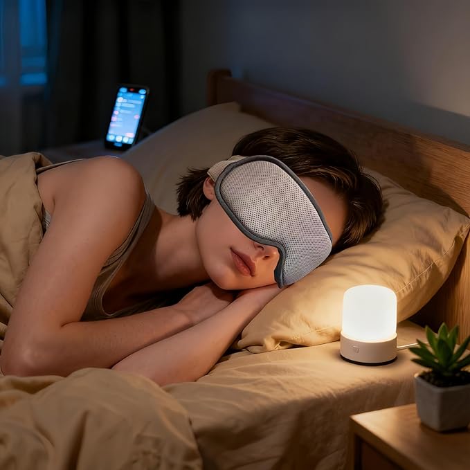 Soft 3D Sleep Mask for Sensitive Skin, Full Light Blocking and Breathable Eye Shade with Adjustable Strap, Comfortable Fit for Night Sleeping, Travel-Friendly with Storage Bag for Men and Women