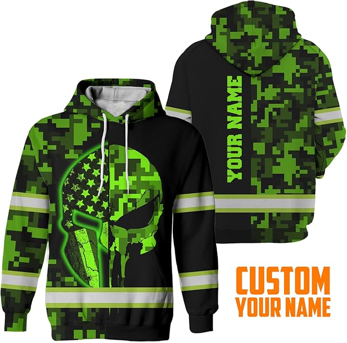 US Flag High Visibility Hoodie for Men Reflective Hoodie Safety Workwear for Worker Runner Patriotic ACC02