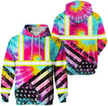 US Flag High Visibility Hoodie for Men Reflective Hoodie Safety Workwear for Worker Runner Patriotic ACC02