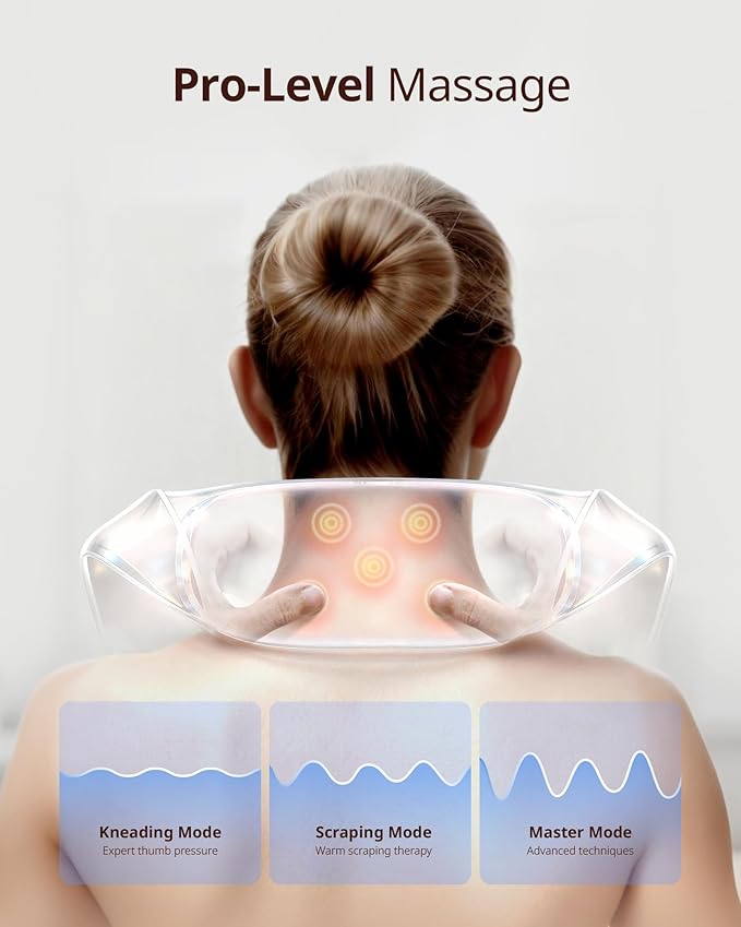 Cordless Shiatsu Neck and Back Massager with Heat, 10 Mins x 12 Uses, 3 Massage Modes & 2 Intensity Levels, 3D Kneading Deep Tissue for Pain Relief, Voice Prompt & Smart Memory, Relax for Women, Men