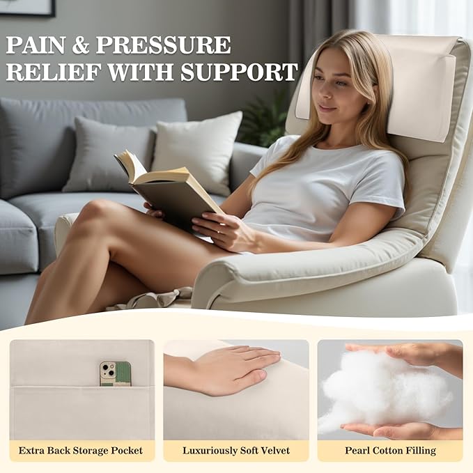 Recliner Headrest Pillow, Adjustable Comfort Neck & Head Support Pillow, Soft Velvet Non-Slip Headrest for Pain Relief & Relaxation, Ideal for Recliner, Couch, Chair, Sofa