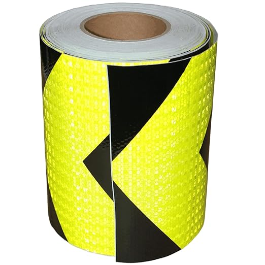 Reflective Tape Outdoor Waterproof 8 inch X 66 feet, High Visibility Hazard Conspicuity Warning Safety Industrial Marking Tape