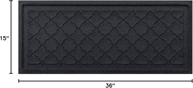 WaterHog Indoor Outdoor Boot Tray Mat – Skid-Resistant Entry Rug for Front Door, Mudroom, Porch, Patio, Garage, All Weather Floor Protector, Made in USA, Cordova Pattern, Charcoal, 15 x 36 Inches
