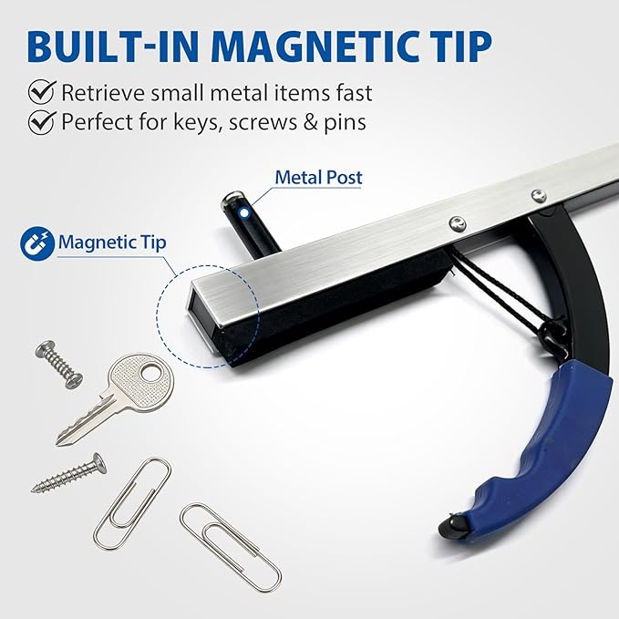 Blue Jay 32 Inch Reacher Grabber Tool, 2-Pack – Lightweight Non-Folding Pick Up Stick with Magnetic Tip, Long Reach Assist for Seniors, Mobility and Surgery Recovery