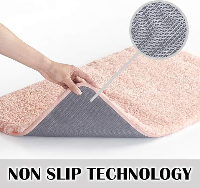 Suchtale Extra Soft & Absorbent Shaggy Bath Mat (24 x 40, Blush) - Machine Washable Microfiber, Non Slip, Luxury Floor Mat