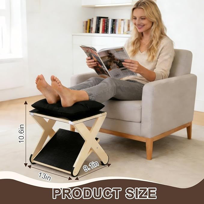 Novabright Double Step Footrest, Wooden Foot Rest for Under Desk at Work with Non-Slip Surface, Ergonomic Foot Stools for Improved Posture, Leg Rest for Chair, Computer Gaming, Home and Office