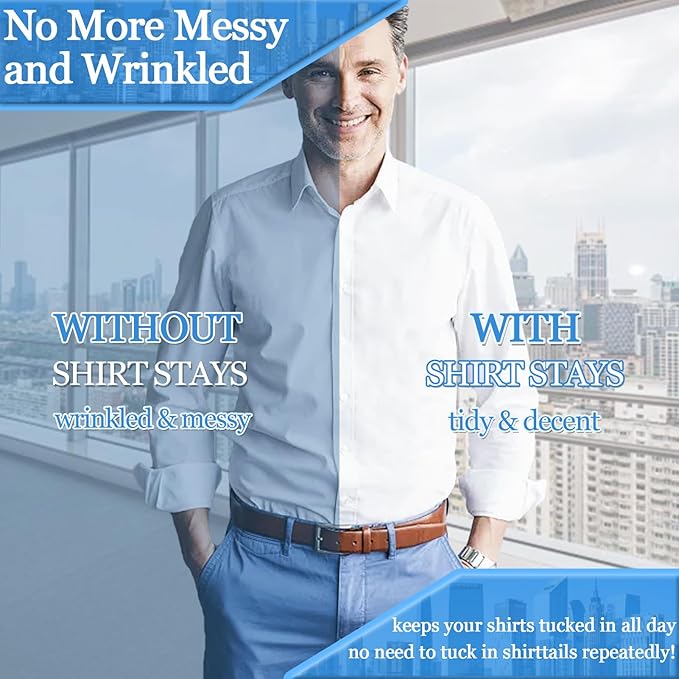 STAY GENT Mens Shirt Stays Adjustable Elastic Shirts Tucker Shirt Garter for Men Police Keep Shirt Tucked