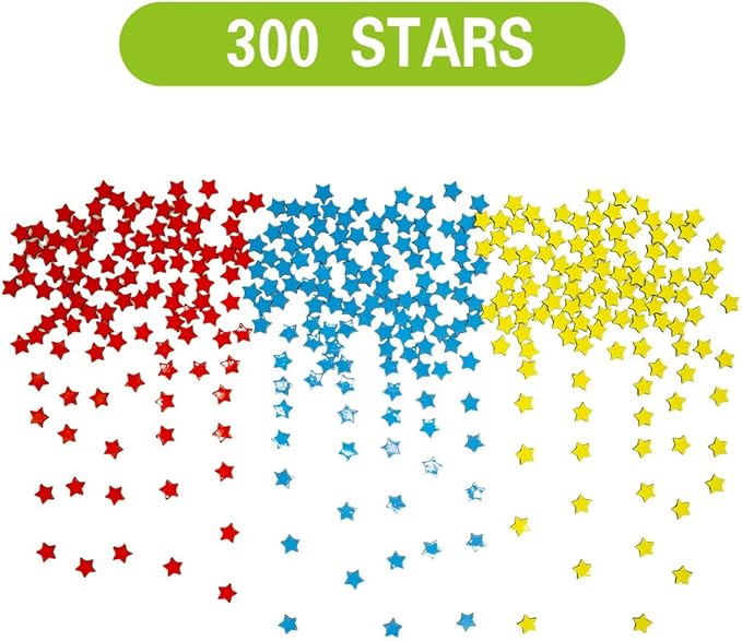 Magnetic Reward Behavior Star Chore Chart for One or Multiple Kids, Includes 8 Markers + 60 Foam Backing Illustrated Chores + 300 Stars in Red, Yellow, Blue. X- Large 17X12 inch. Hanging Loop READY!