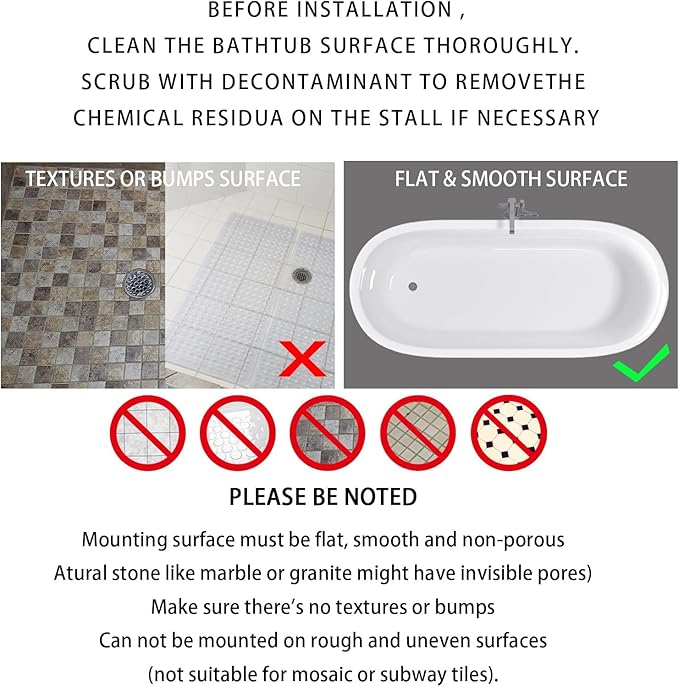 Yimobra Non Slip Bath Mat, Super Strong Suction Cups,34.5"x15.5"Long Tub Mat with Drain Holes, Machine Washable Fast Draining Shower Mats, Bathroom Essentials,Clear Blue