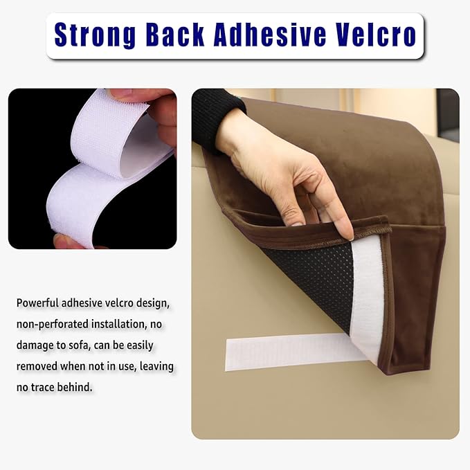 Velvet Recliner Head Pillow with Non-Slip Base - Adjustable Neck Support for Pain Relief in Home, Office and Travel (Brown)