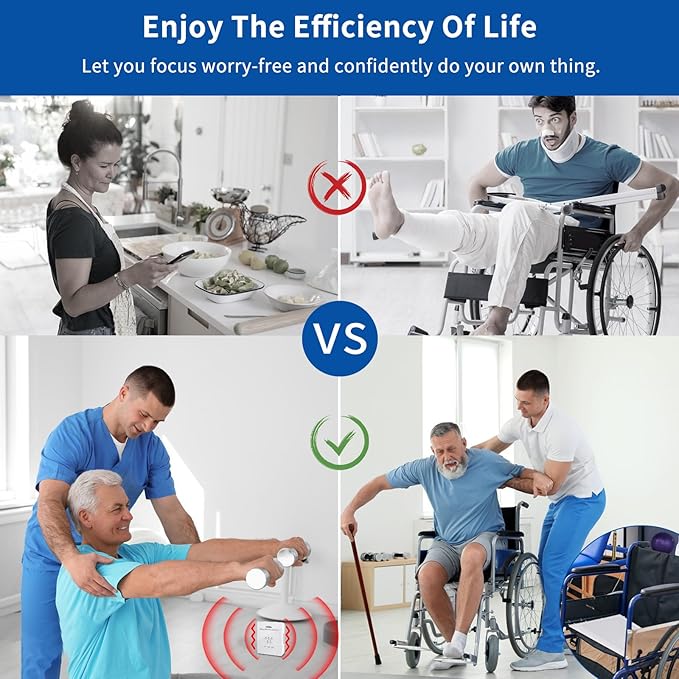Briidea Wireless Chair Alarm for Elderly Dementia Patients, Fall Prevention Sensor with 3 Alarm Modes, Waterproof 10x15 PVC Pad, 600ft Range, Supports Multiple Pads