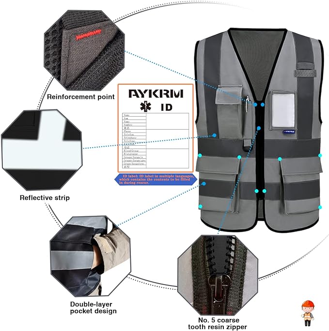A-SAFETY grey reflective vest