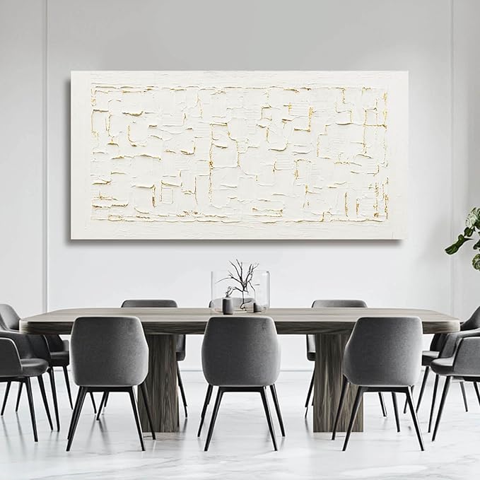 SOUGUAN Neutral Wall Art Modern Wall Decorations Minimalist Canvas Paintings 29"x58" Hand Painted Artwork for Bedroom Kitchen Pictures