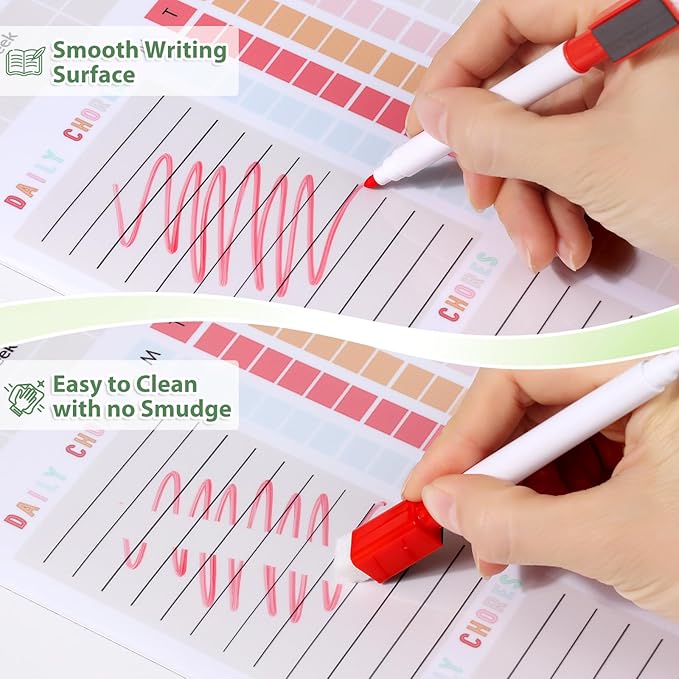 Magnetic Dry Erase Chore Chart - 8.5"x12" Behavior Responsibility Chore Board for Kids, Teenagers - 6 Extra Fine Point Markers Included - Shipped Flat 2 Pcs