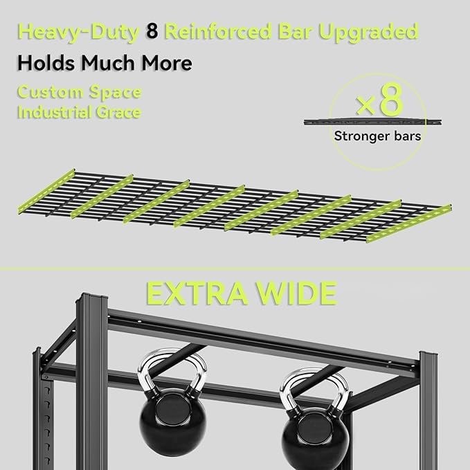 Extra Large/Big 55.12"W Father&I Industrial 6-Heavy-Dudy-Shelf-Rack Utility Tall Garage/Warehouse Shelving Metal/Steel Storage Shelves Unit/System Adjustable for Bin/Shed, 84"*55.12*24", Black