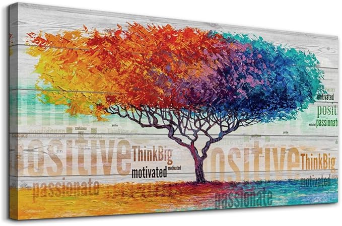Lapremoly Boho Wall Decorations For Living Room Canvas Wall Art For Bedroom Large Size Office Wall Decor Abstract Color Tree Paintings Walls Pictures Artworks ReadyTo Hang Home Decoration 20"X40"