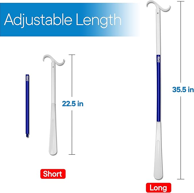 RMS 35.5 Inch Extra Long Dressing Stick Aid for Shoes, Socks, Shirts and Pants - Sock Removal and Long Shoe Horn with Travel Bag
