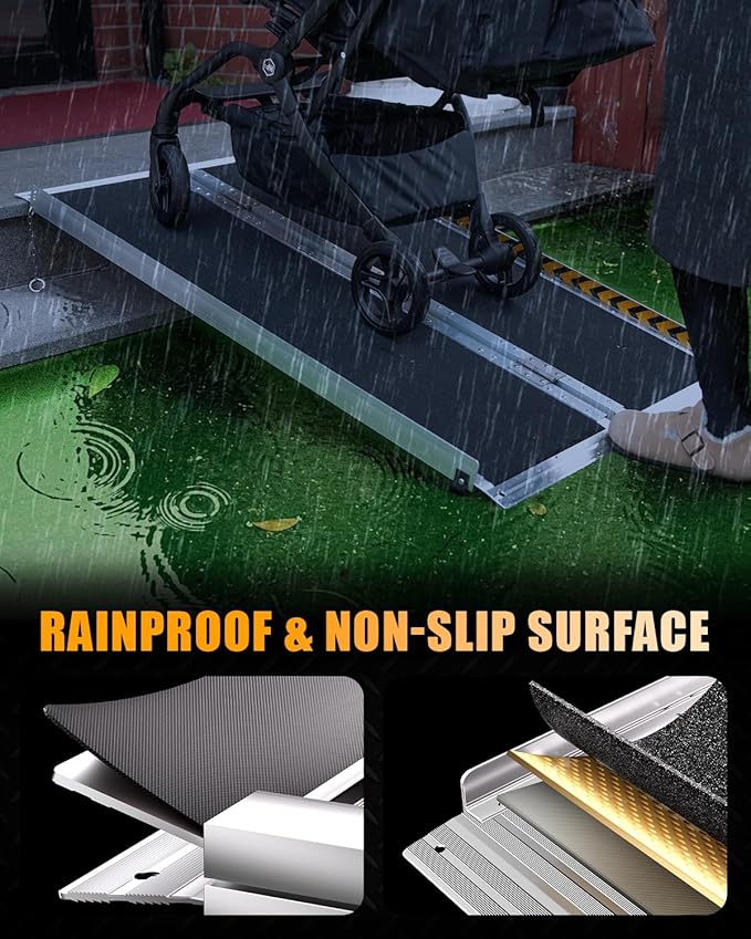 VNN Portable Wheelchair Ramp 4FT, Non-Slip Aluminum Ramps for Wheelchairs for Home, Handicap Wheelchair Ramps for Home Steps, Aluminum Loading Dock Plates, Doorways