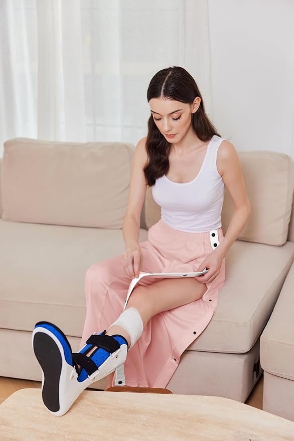 Deyeek Women's Tear Away Pants Side Split Snap Open Bottom Sweatpants Leg Breakaway Post Surgery Pants with Pockets