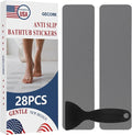 28 PCS Shower Floor Non Slip Stickers with Strong Adhesive, Invisible & Durable Anti Slip Shower Stickers with Scraper for Bath Tub, Pools and Stairs(Grey,Wide Rectangle)