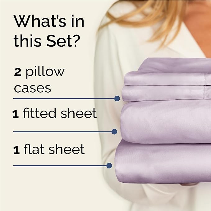Twin XL 4 Piece Sheet Set - Cooling and Breathable Bed Sheets - Hotel Luxury Bed Sheets for Women, Men, Kids & Teens - Deep Pockets - Easy Fit - Soft and Wrinkle Free - Twin XL Light Lavender Sheets