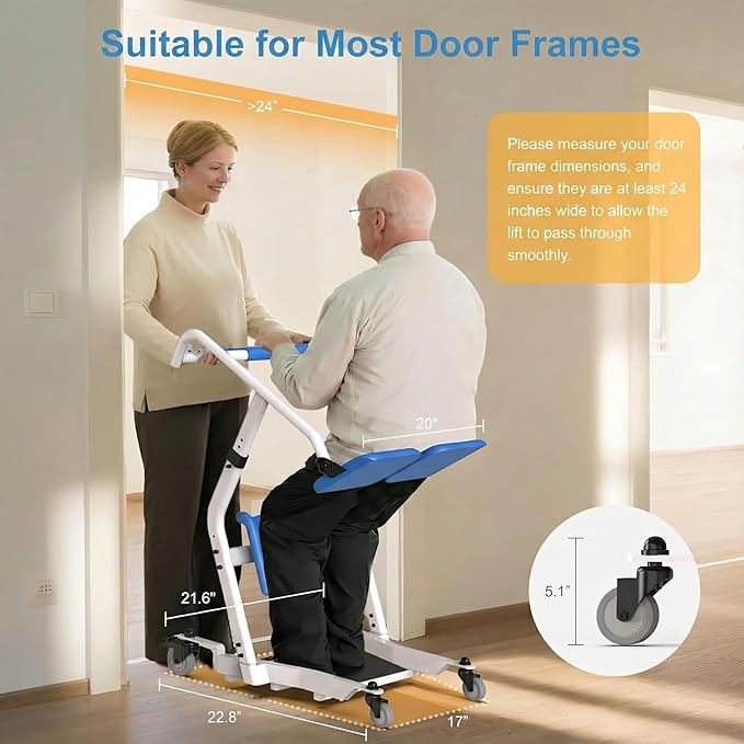 Upgraded Sit to Stand Patient Lift, One-Step Stand Assist Lift for Elderly,Lift Assist Transfer Device with Wheels, Home Care Use Transport Chair Stand Assist for Seniors, Adults & Disabled