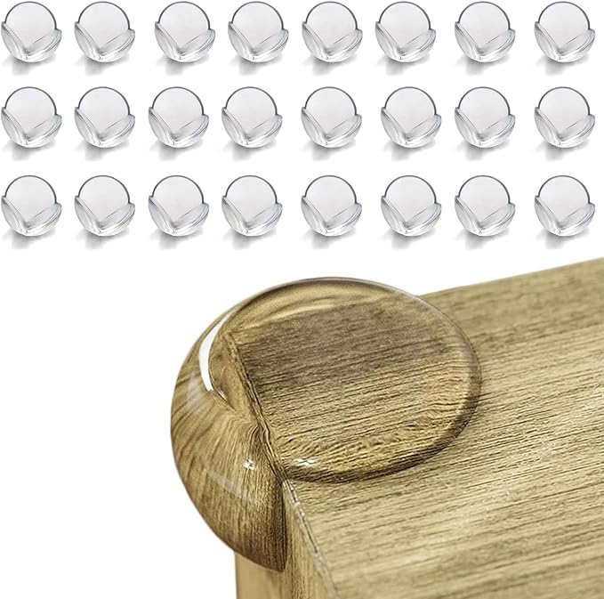 Table Corner Protectors for Baby, Clear Furniture Corner Guards & Edge Safety Bumpers, Round Baby Proof Bumper, Table Edges & Sharp Corners Baby Proofing (24 Pack)