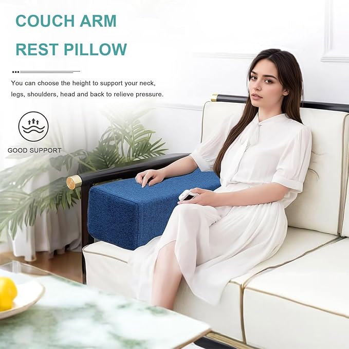 Couch Arm Rest Pillow, High Density Foam Armrest Cushion Removable Pillowcase Washable Elbow Support, Thicken High Density Foam Pad for Recliner Sofa, Bed, Armchair(9,29.5X7.1X7.1in)