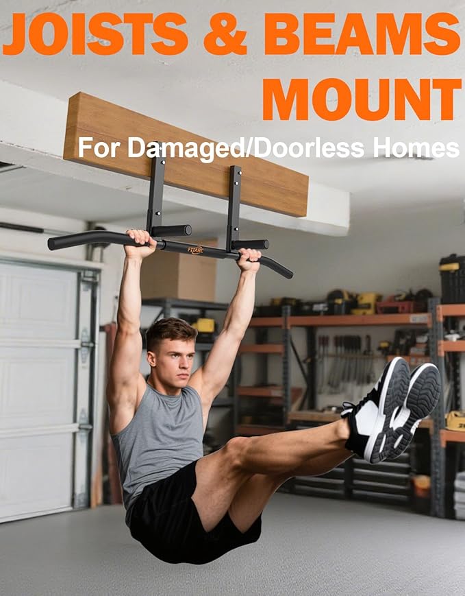 Fitarc Joist Mount Pull Up Bar, Wall Chin Up Bar Ceiling Mount for Beams, Heavy Duty Steel Construction, Home Gym Equipment -Patent Pending