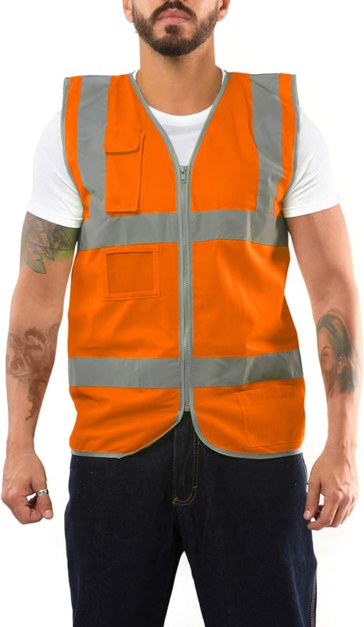 Kolossus Safety Vest For Men - High Visibility Reflective Vest - Chalecos Reflectantes de Seguridad - Yellow - Orange