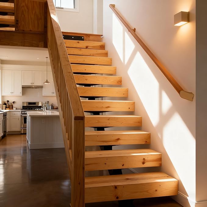 5 FT Modern Aluminum Handrail Set - ADA Compliant Indoor & Outdoor Stair Railing. 1.4" Diameter Grab Bar. Wall-Mounted with 90°Wall Return End. Ideal for Safe Grip，Rust Free(Cherry Wood Grain, 5FT)